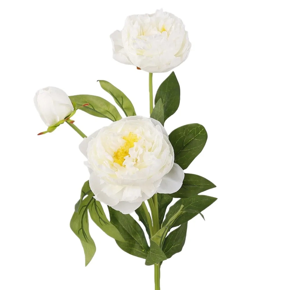3-Head Real Touch Artificial Peony Stems | Lifelike Faux Flowers