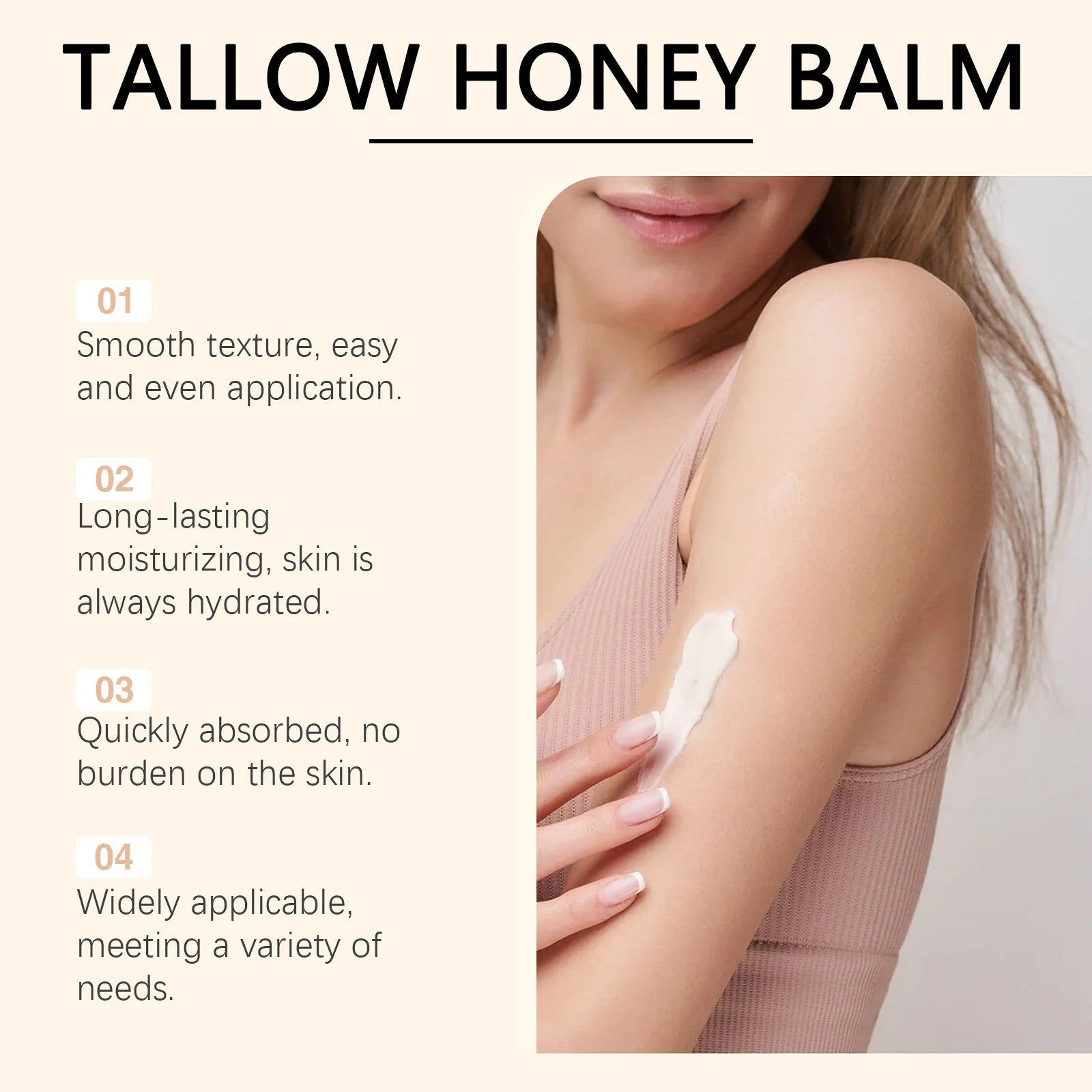 Tallow Skin Moisturizing Balm Improve Smoothing Shrink Pores Fade Fine Lines with Honey All Season Face Brightening Care Cream Oasis Select
