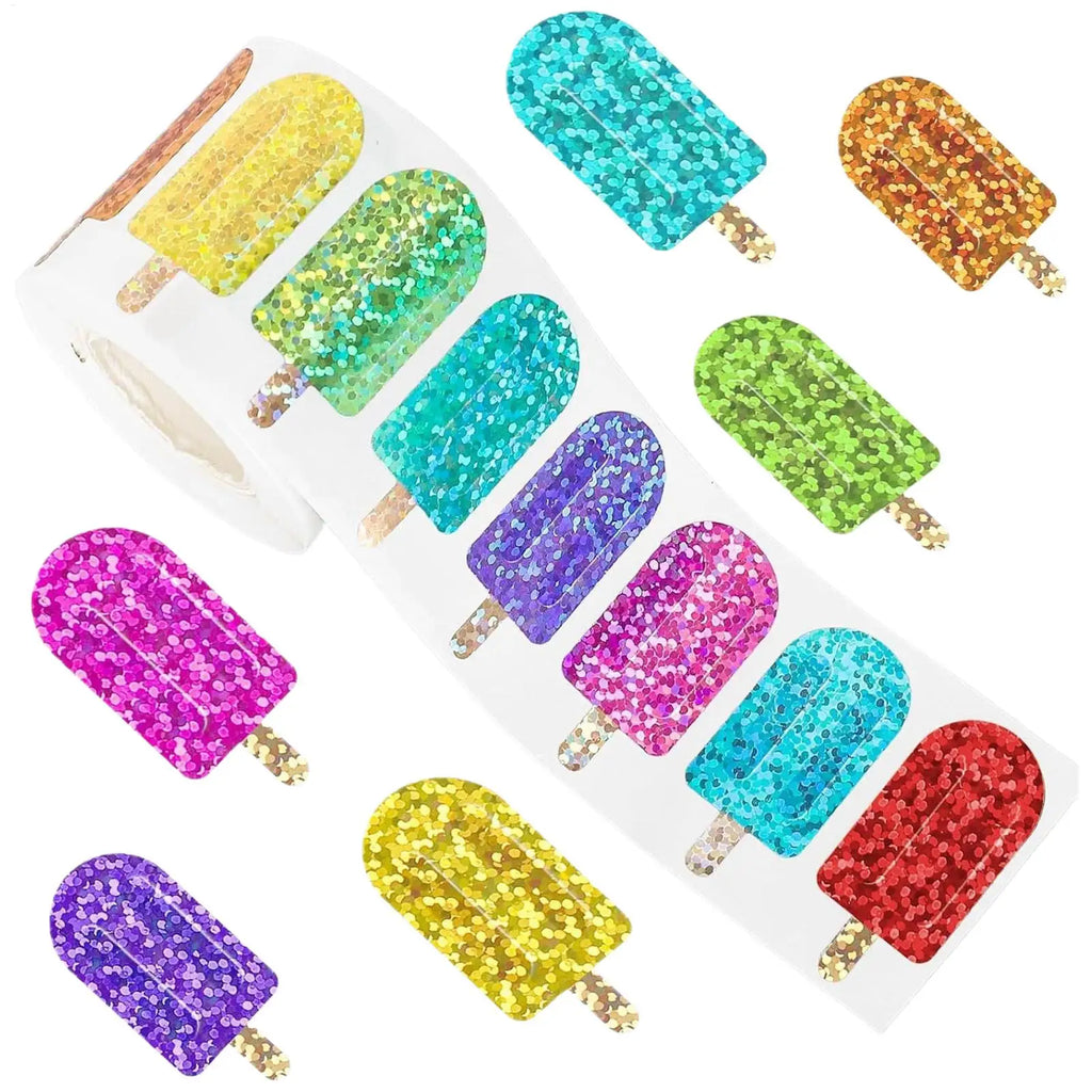 500Pcs Popsicles Pattern Summer Vibes Drinkware Decor Self-Adhesive Stickers Party Vibes Decor For Gift Card Box Decor Stickers
