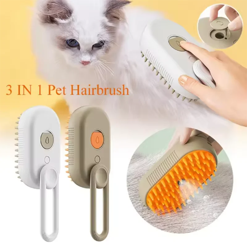 New Cat Dog Pet Spray Massage Brush One Button Steam Spray Folding Rotatable Floating Hair Bath Hair Removal Brush Comb Oasis Select
