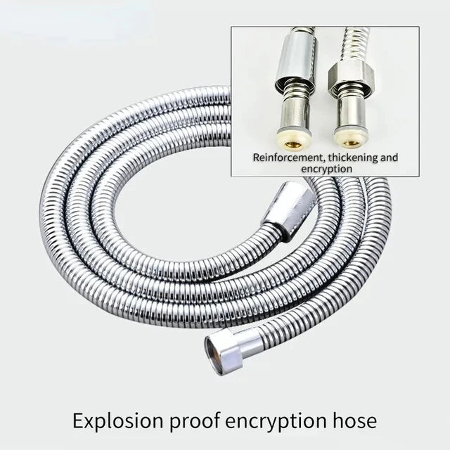 New Stainless Steel Shower Hose Long Bathroom Shower Water Hose Extension Plumbing Pipe Showerhead Tube Bathroom Accessorie Oasis Select Sliver 3M