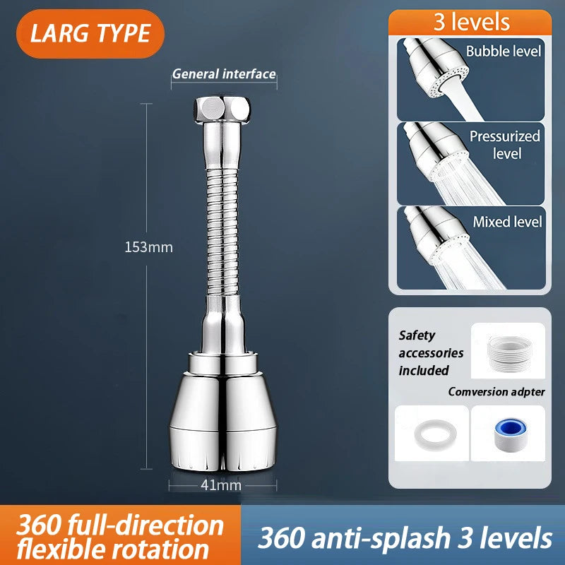 Stainless Steel 304 High-Pressure Kitchen Faucet 3 Water Spray Modes Flexible 360° Swivel Simple Installation Secure And Durable Oasis Select Long Silver