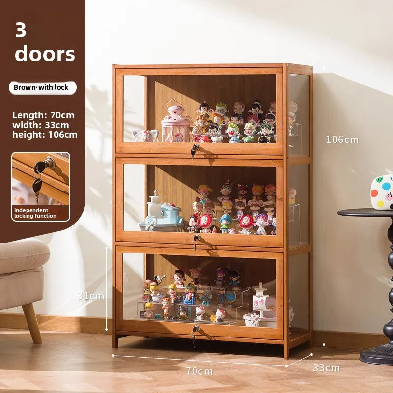 Figure display cabinet with lock acrylic display stand transparent dustproof model building block ornament shelf display box Oasis Select Three layers 70 long