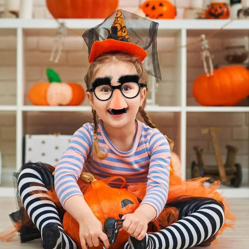 Halloween Party Eyeglasses Novelty Prank Disguise Glasses Big Nose Glasses with Eyebrows Mustache Silly Photo Props Supplies Oasis Select