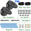 Solar Drip Irrigation System, DIY Drip Accessory Kit, Automatic Plant Watering System, with Watering Timer&10M Water Pipe Etc Oasis Select 2 Set