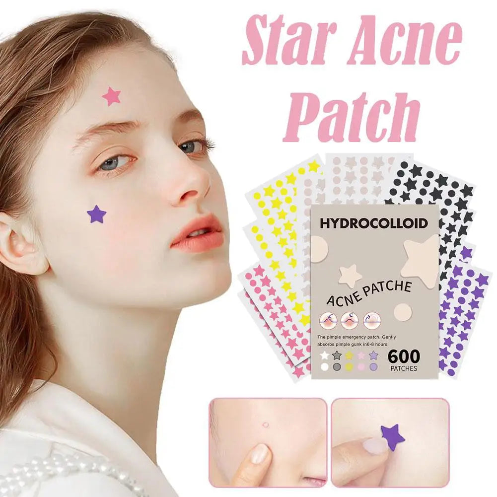 600 Counts Colorful Star Spot Acne/Pimple Patch For Face, Hydrocolloid Cute Star Shaped Acne Patch Invisible Zit Cover Stickers Oasis Select