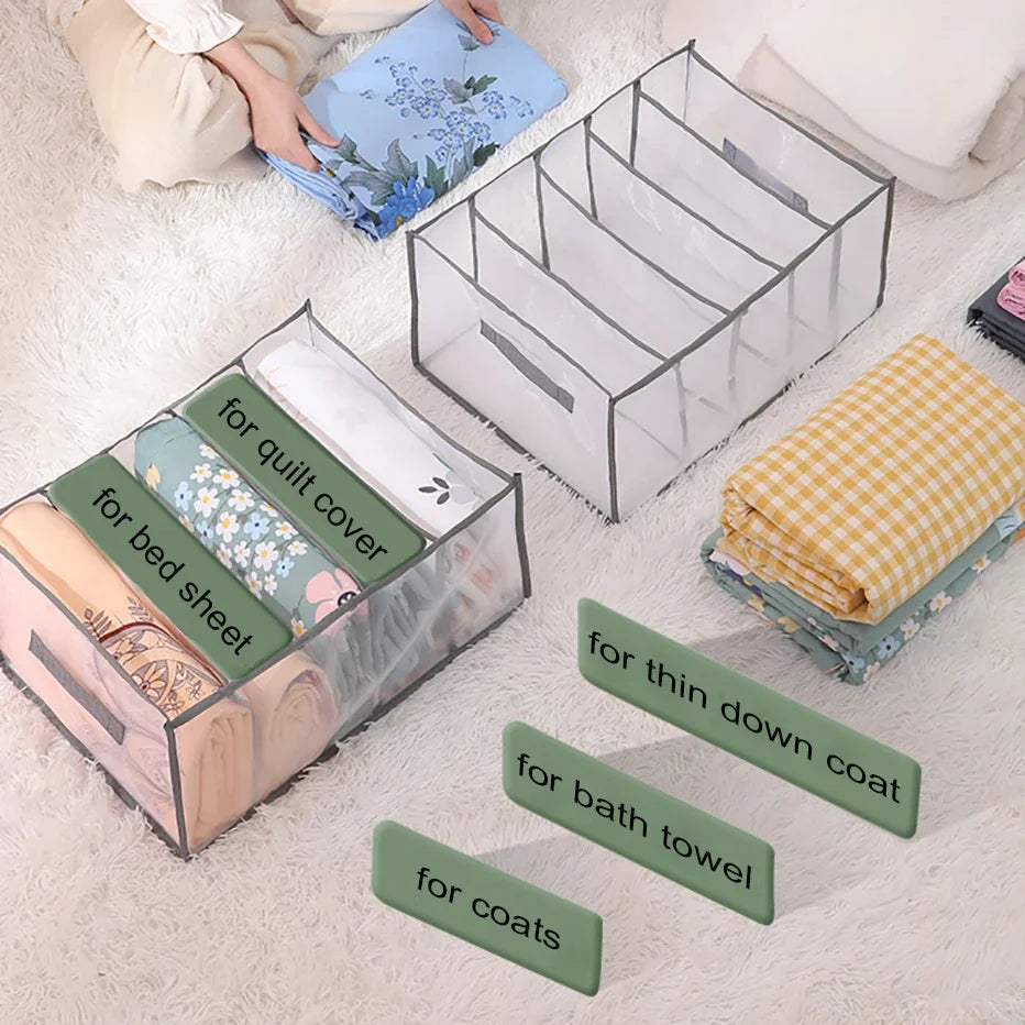 5-Grid Bedding Storage Box – Quilt, Sheet & Towel Organizer