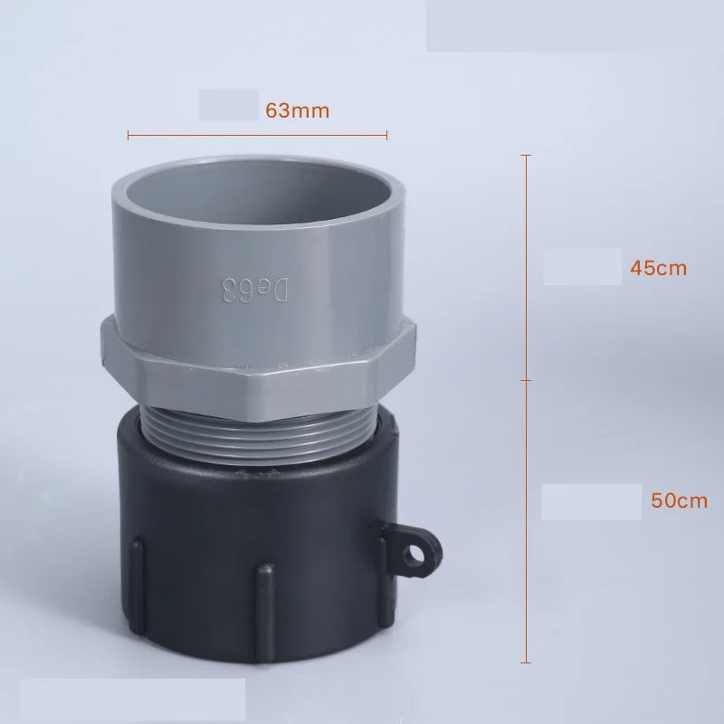Ton Drum Accessories Valve Conversion Joints PVC Ball Valves Water Supply Pipe Sockets Hose Switches 4/ 6 Points 1-inch 2-inch Oasis Select 63mm