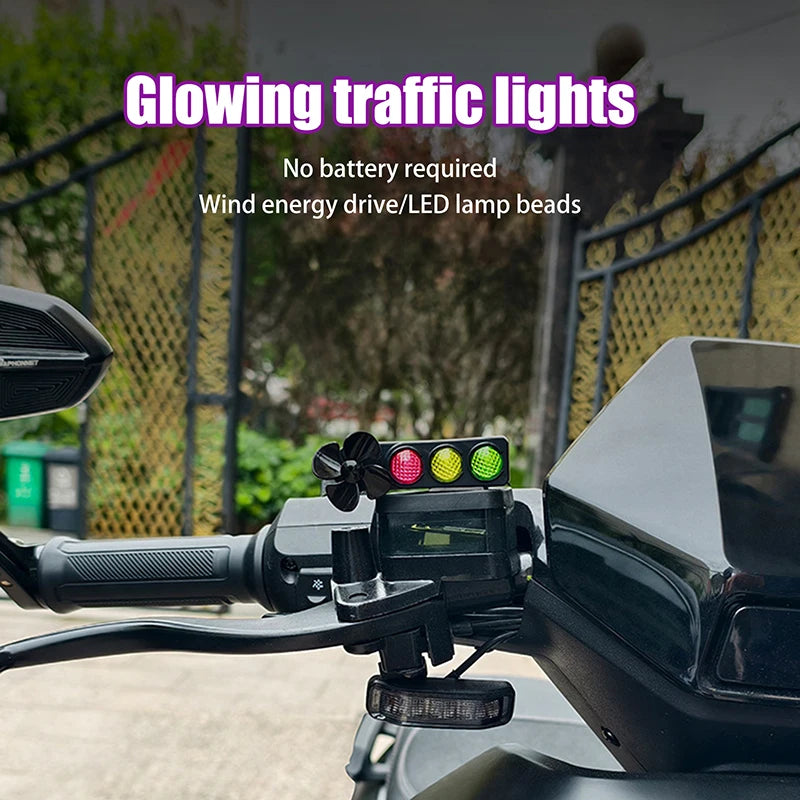 Charming LED Safety Bike Lights Wind-Driven Traffic Light Design Decoration Cool Motorcycle Accessories Gift Oasis Select