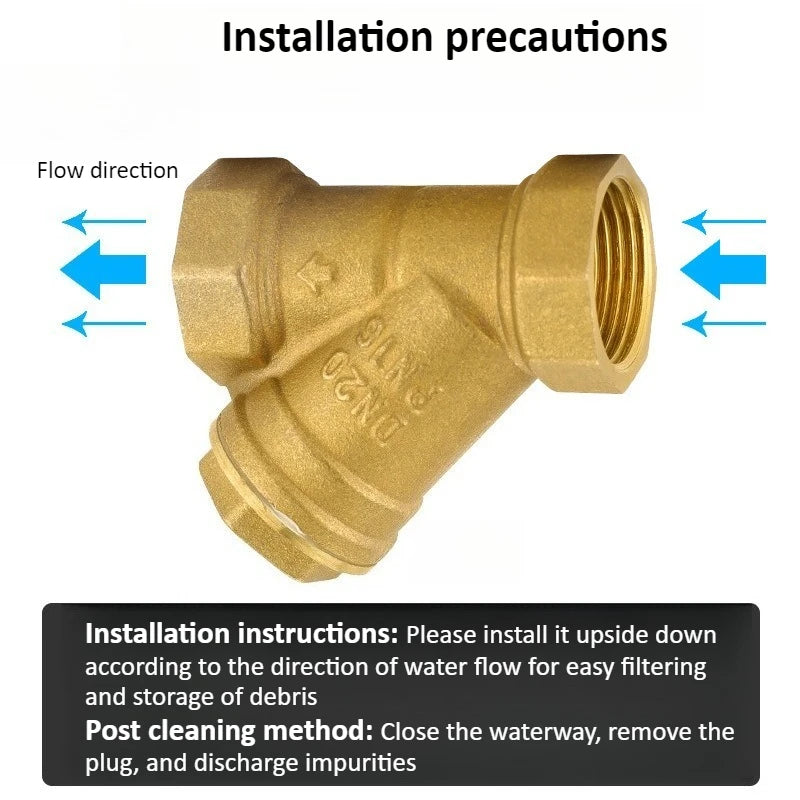 Brass Filter Y-shaped Filter Valve Mesh Ball Valve Tap Water Filter Valve BSPDN15/DN20/DN25/DN32 Internal Thread Oasis Select