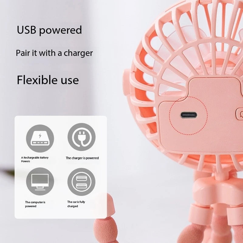 Octopus Mini Clip-On Fan with Night Light | Stroller & Travel