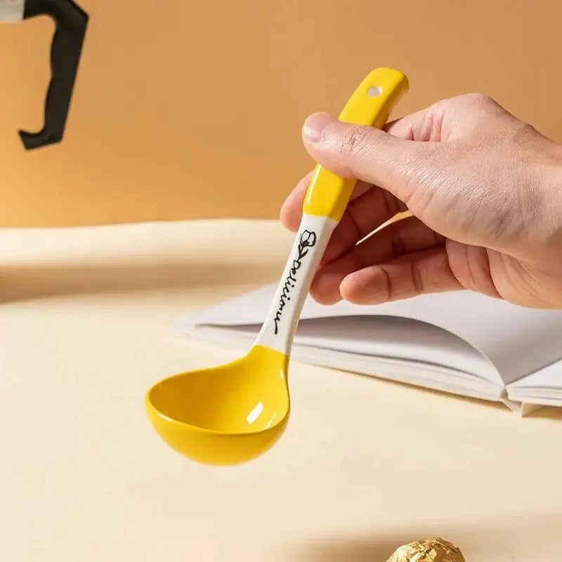 Ceramic Large Soup Spoon Ceramic Tableware Household Public Porridge Noodle Soup Spoon Large Soup Spoon Kitchen Cooking Utensil Oasis Select