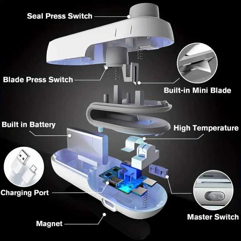Portable Mini Sealer 2 in 1 Heat Sealer For Snacks Home use rechargeable sealer Vacuum Sealer Snacks plastic bag heat sealer Oasis Select