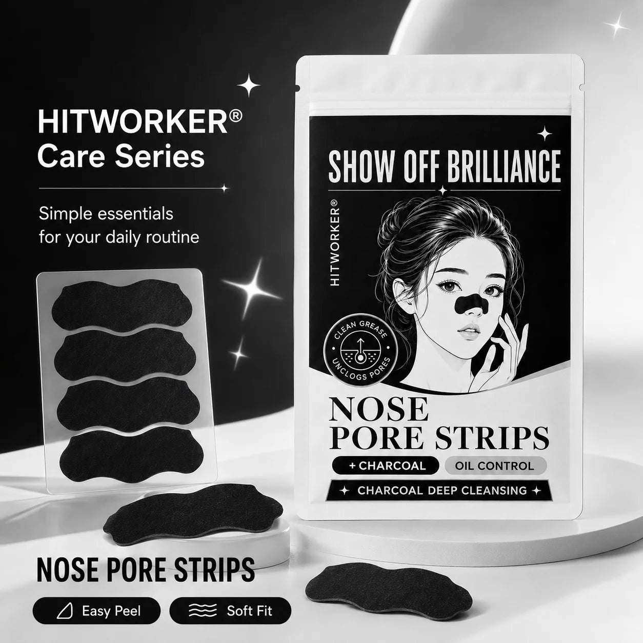30Pcs Activated Charcoal Nose Strips Set Soft Fit Skin Care Patch for Easy Home And Travel Use Fresh Look Routine Oasis Select