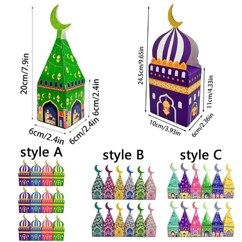 12pcs Eid Mubarak Gift Boxes | Ramadan Treat & Favor Boxes