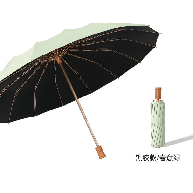16 Bone Titanium Silver Sun Umbrella Protection UV Sunshine Rain