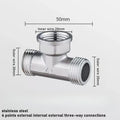 Stainless Steel G1/2 3 Way T-Adapter Bathroom Shower Faucet Water Splitter Toilet Shower Valve Spray Nozzle Converter Oasis Select 4 Outside in out 1pcs