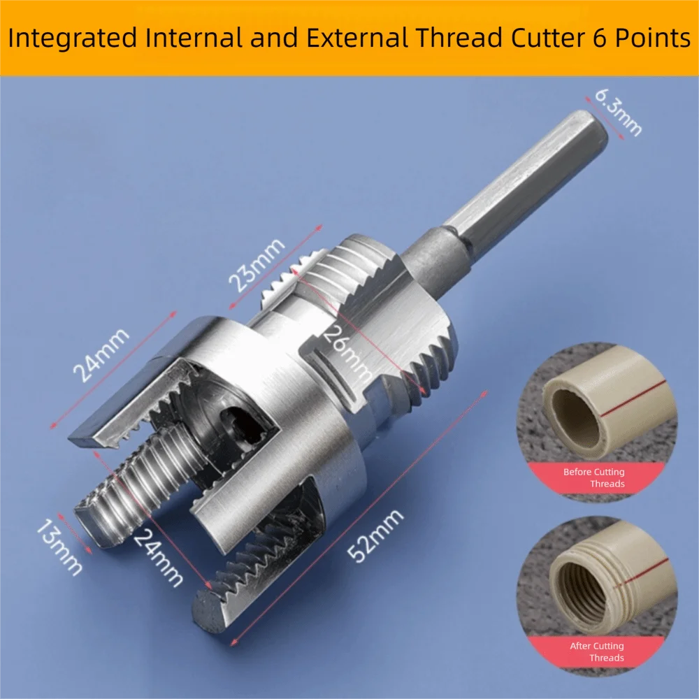 4/6 Points PVC Pipe Threader Kit Internal/External Thread Fast PPR Water Pipe Opener Tap Thread Tap Waterpipe Tapping Tool Oasis Select 6 Points