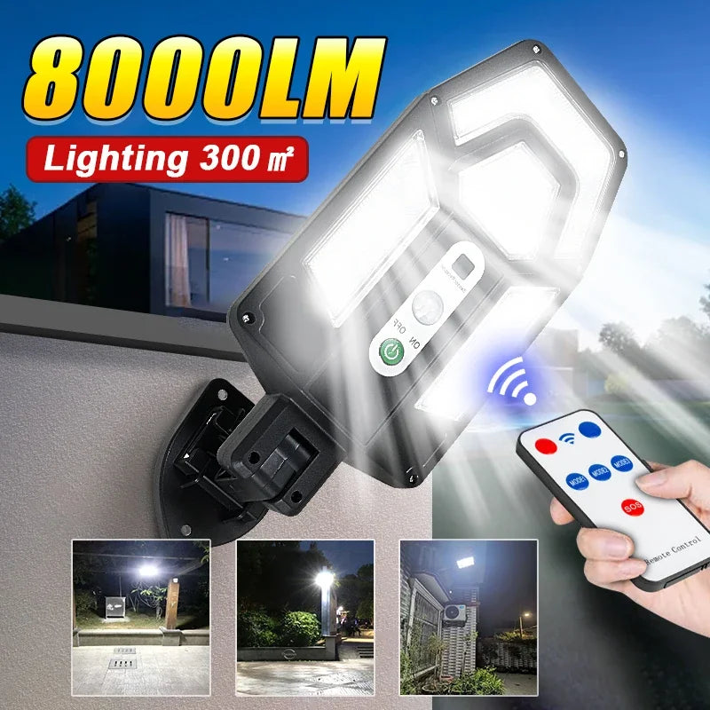 8000LM Solar Outdoor Light – 55 LED Motion Sensor IP65