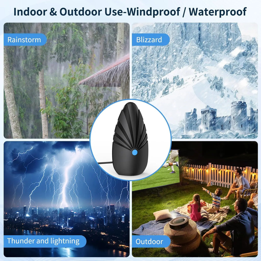 Digital TV Antenna – Indoor/Outdoor, 360° Reception, 35ft Ultra-Long Cable,Windproof/Waterproof,4K 1080p HD,USB Amplifier Oasis Select
