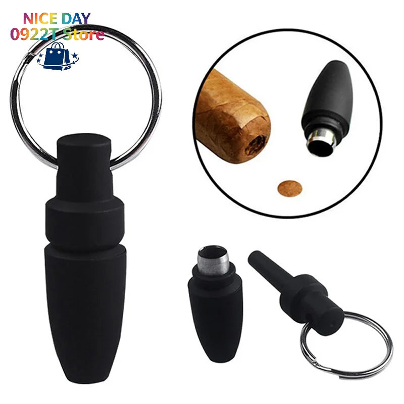 With Key Ring Clip Rubber Portable Cigar Puncher Accessories Blade Cigar Cutter Drill Hole Pocket knife for Cigar Gadgets@#X Oasis Select