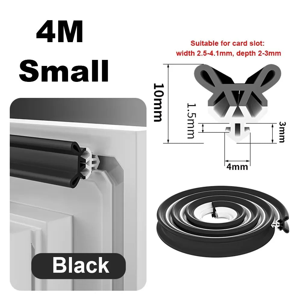 New 4M Window Seal Strip Self-adhesive TPE Weather Strip Flexible Bilateral Insulation Strip Window Insulation Oasis Select Small Black