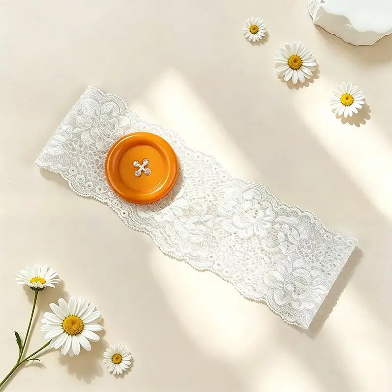 Y2K Lace Button Headband – Colorful Oversized Women's Style Fashion Headband Oasis Select A5