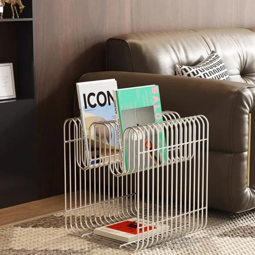 Nordic Metal Coffee Tables with Storage Modern Accent Tables for Sofa Creative Newspaper Display Rack Living Room Coffee Table Oasis Select