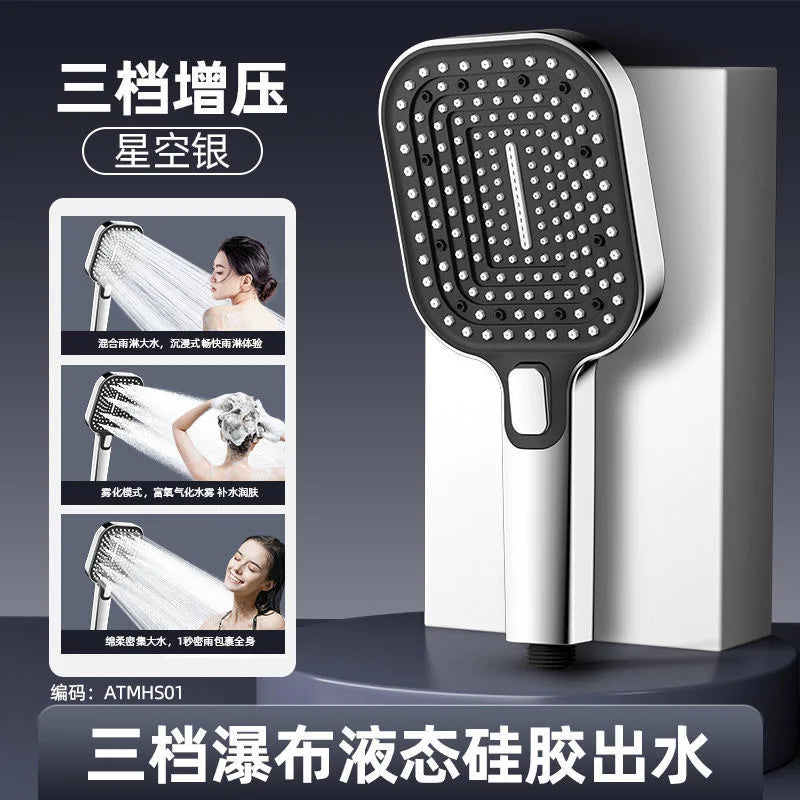 Luxury 3 Modes Large Panel Rectangular 120mm Rainfall Shower Head High Pressure Water Saving Shower Mixer Bathroom Accessories Oasis Select Sliver Shower