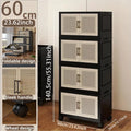 60cm Wide Foldable Storage Cabinet Rolling Clothes Organizer with Reinforced Frame for Bedroom Dorm Living Room Home Use Oasis Select 4 Layers