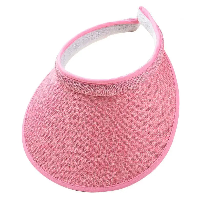 Women's Straw Sun Visor Hat UV Protection Adjustable Empty Top Casual Beach Golf Outdoor Sunshade Cap Oasis Select Pink