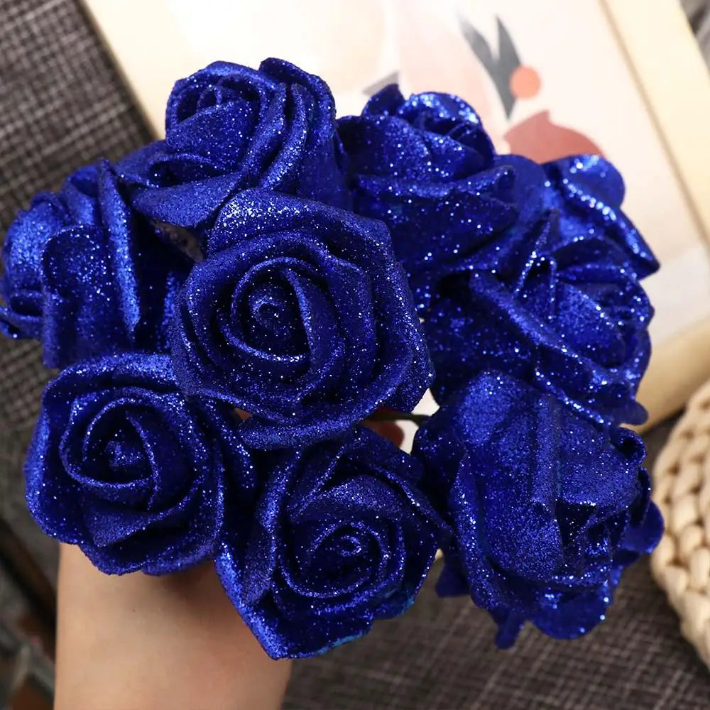 10pcs Glitter Foam Artificial Rose Heads | DIY Wedding Bouquet