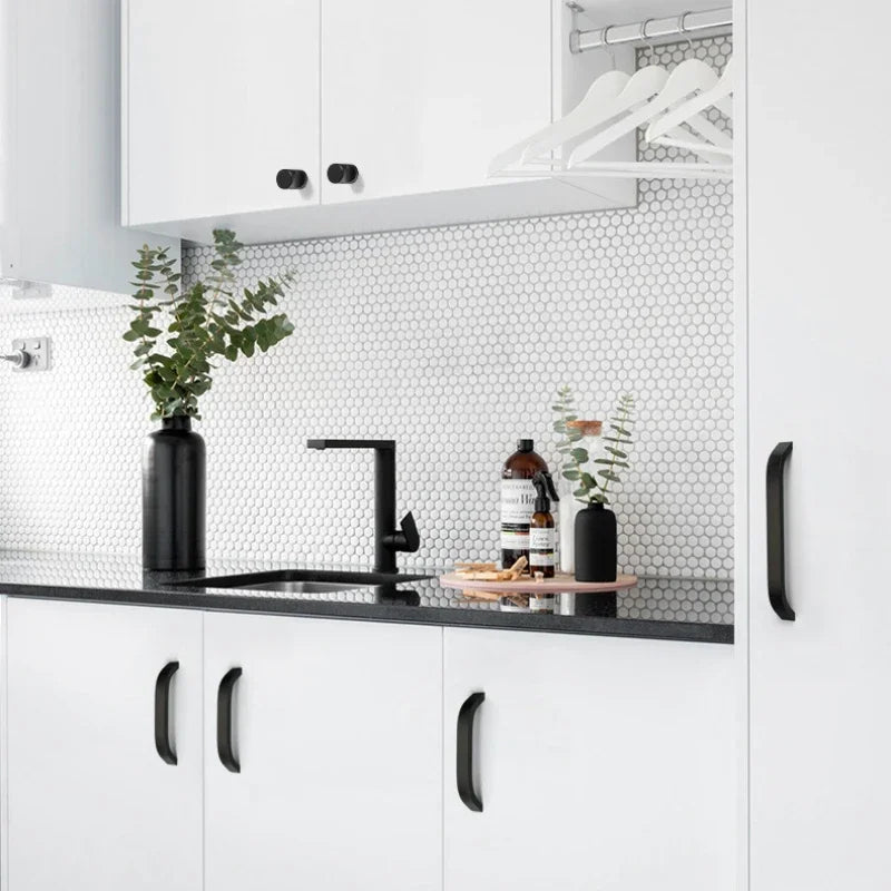 Kitchen Cabinet Knobs and Handles Black Thicken Aluminum Furniture Handle for Cabinet Drawer Pulls Hardware 128mm Oasis Select