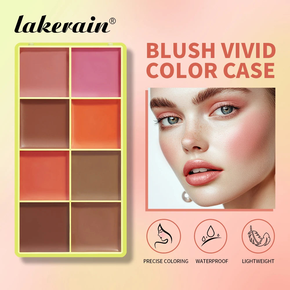8-Color Blusher Cream Plate Highlighter Palette Face Blush Cosmetics Long Lasting Waterproof Concealer Natural Look Matte Makeup Oasis Select