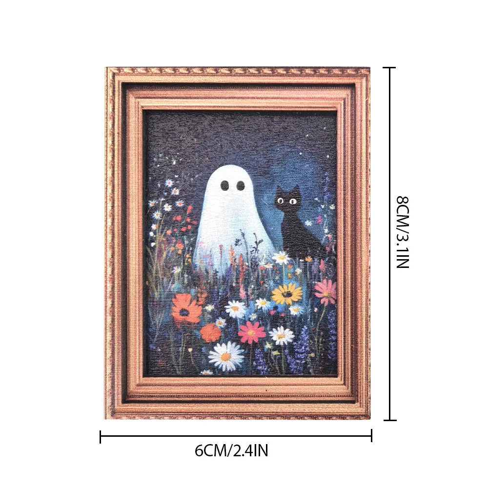 Halloween Magnetic Three-dimensional Fridge Magnet Ghost Witch Photo Frame Wooden Magnetic Decoration Oasis Select MZCT120
