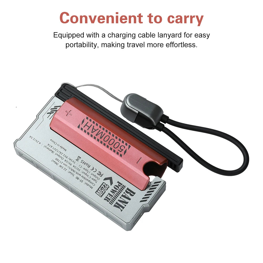 21700 Power Bank Case PD 22.5W Fast Charging Detachable Power Bank DIY Battery Case Built-in Cable Battery Box Oasis Select