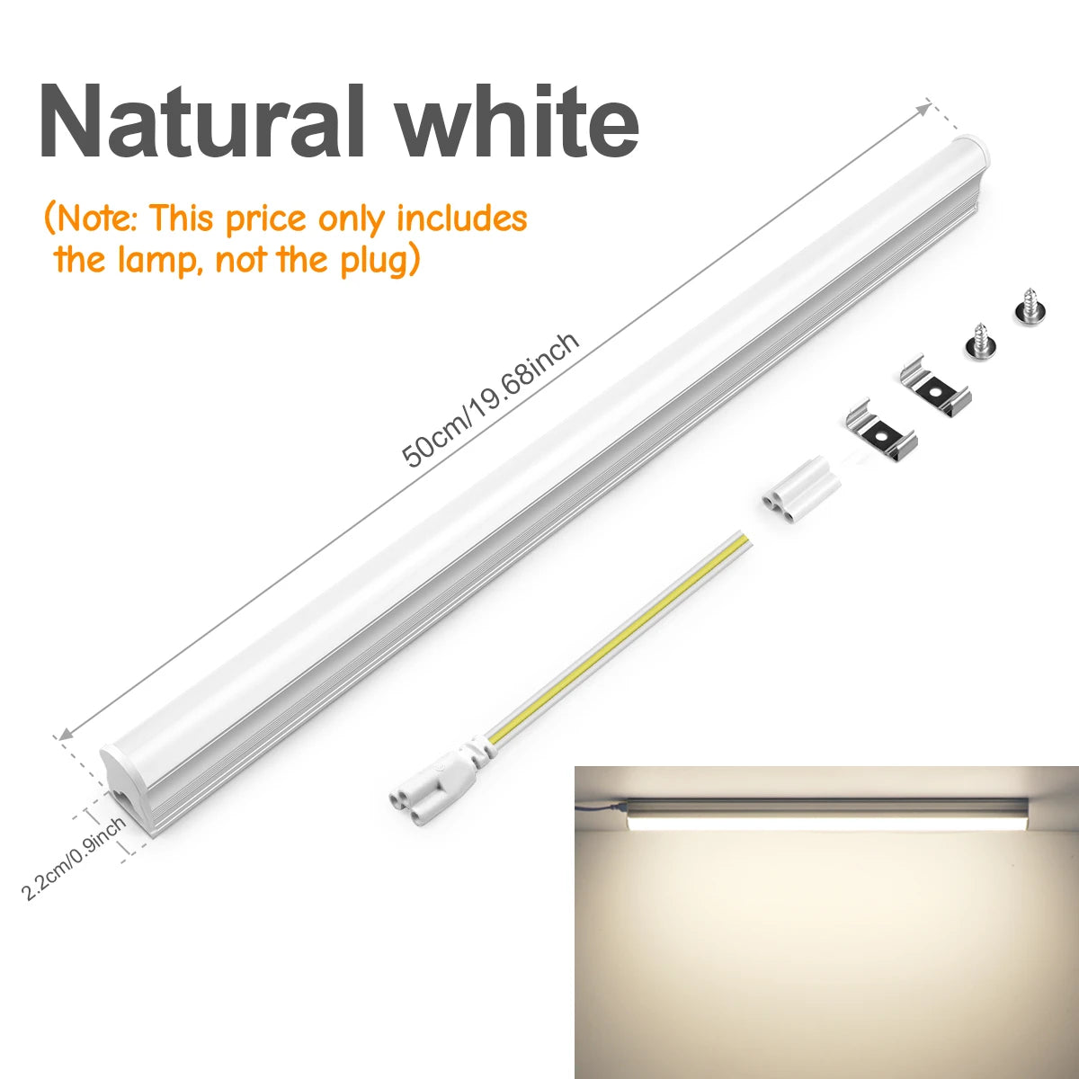 50cm T5 LED Light Bar 15W Wall Lamp Integrated,Garage/Shop/Office Decor Lighting AC 85V-265V Tube, Fluorescent Replacement Oasis Select NeutralWhite No Plug