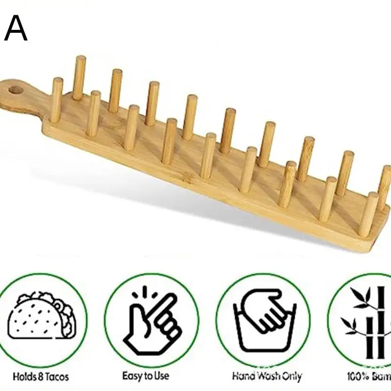 Bamboo Taco Holders for Kitchen, Multi-Use Food Stands, Taco Tray, Hard Shell Rack for Charcuterie and Tortillas, 8 Tacos Each Oasis Select A