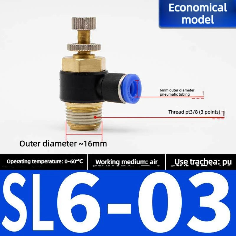 Quick Connect Pneumatic Connector "1/8" 1/4 "3/8" 1/2 M5 Air Speed Throttle Valve Regulating SL 4 6 8 10 12mm Valve Oasis Select Blue SL6-03
