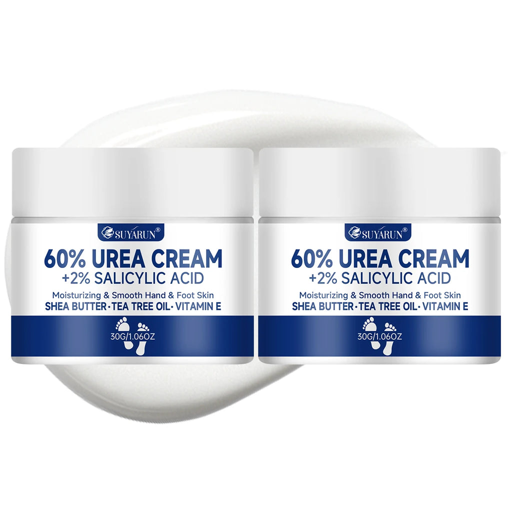 SUYARUN 60% Urea Foot Cream for Cracked Heels & Dry Skin - Intensive Moisturizing Treatment,, Diabetic Foot Care，Combo set. Oasis Select 30g-2