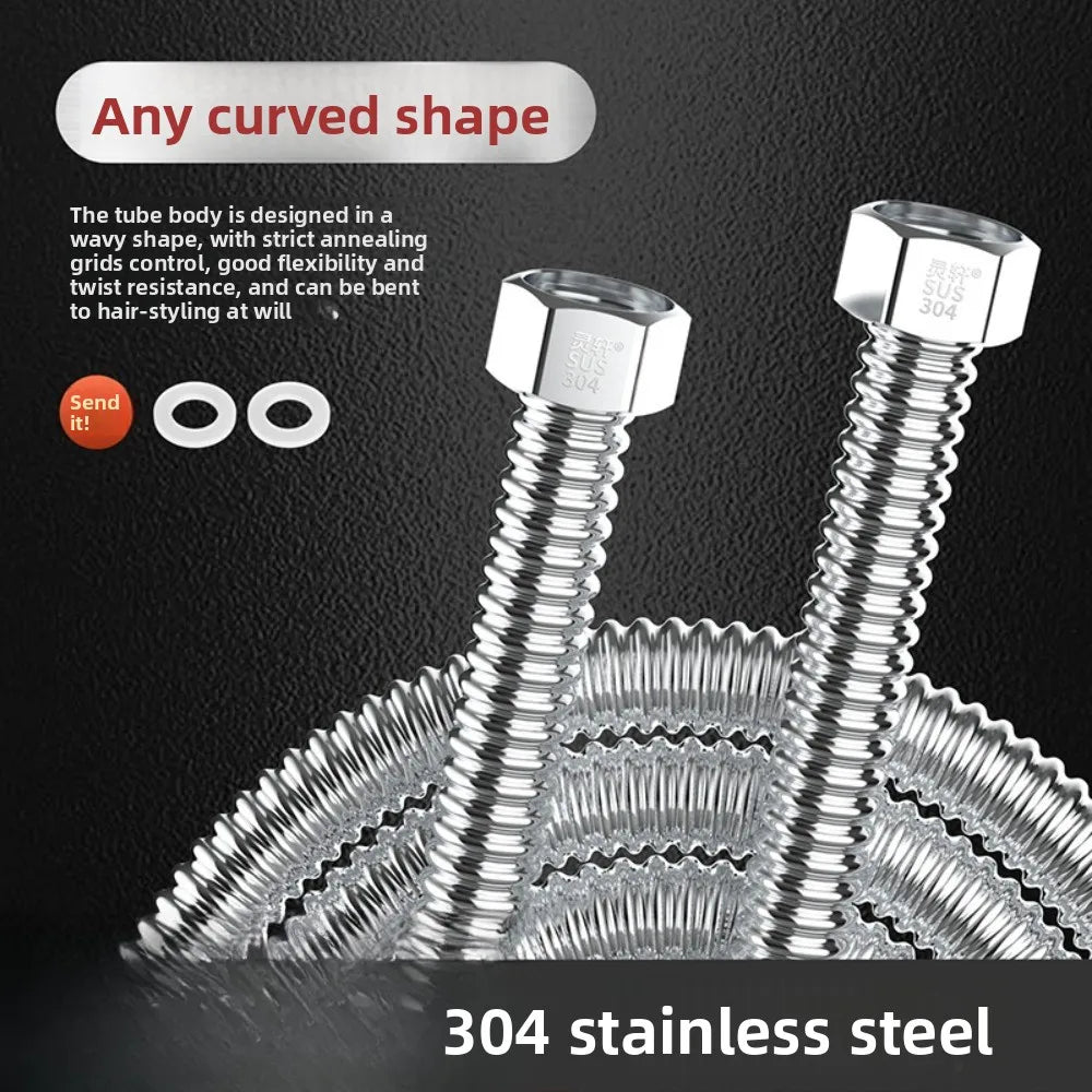 G1/2"G3/4"G1" Stainless Steel Corrugated Water Hard Pipe Hose 20-200cm Oasis Select