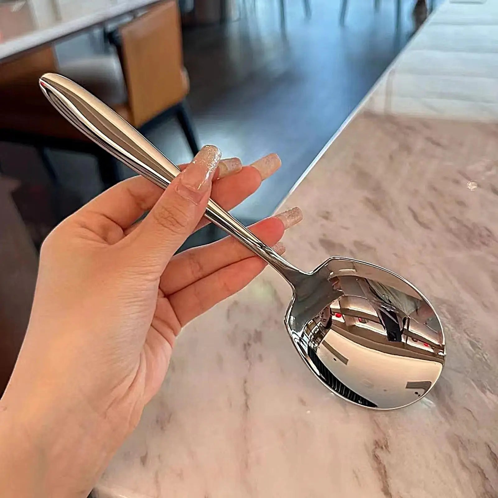 Large Serving Spoons Stainless Steel Kitchen Serving Tablespoon Dishwasher Safe Kitchen Tool Spoons Suitable serving spoon Oasis Select