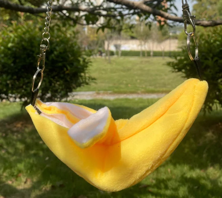 Banana Hamster Bed House Hammock Small Animal Warm Bed House Cage Nest Hamster Accessory for Sugar Glider Hamster Small Bird Pet Oasis Select yellow one-size
