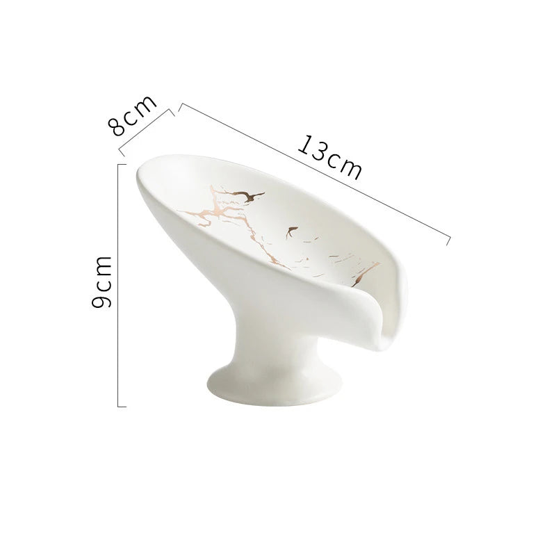 Ceramics Leaf Shape Soap Box Drain Soap Holder Box Luxury Bathroom Accessories Supplies Heart Shape Soap Dish Tray Gadgets Oasis Select White As show