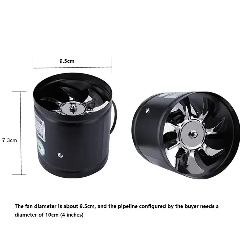 4 Inch Fan Air Ventilator For Home Kitchen Metal Pipe Ventilation Exhaust Mini Extractor Bathroom Toilet Wall Duct Oasis Select