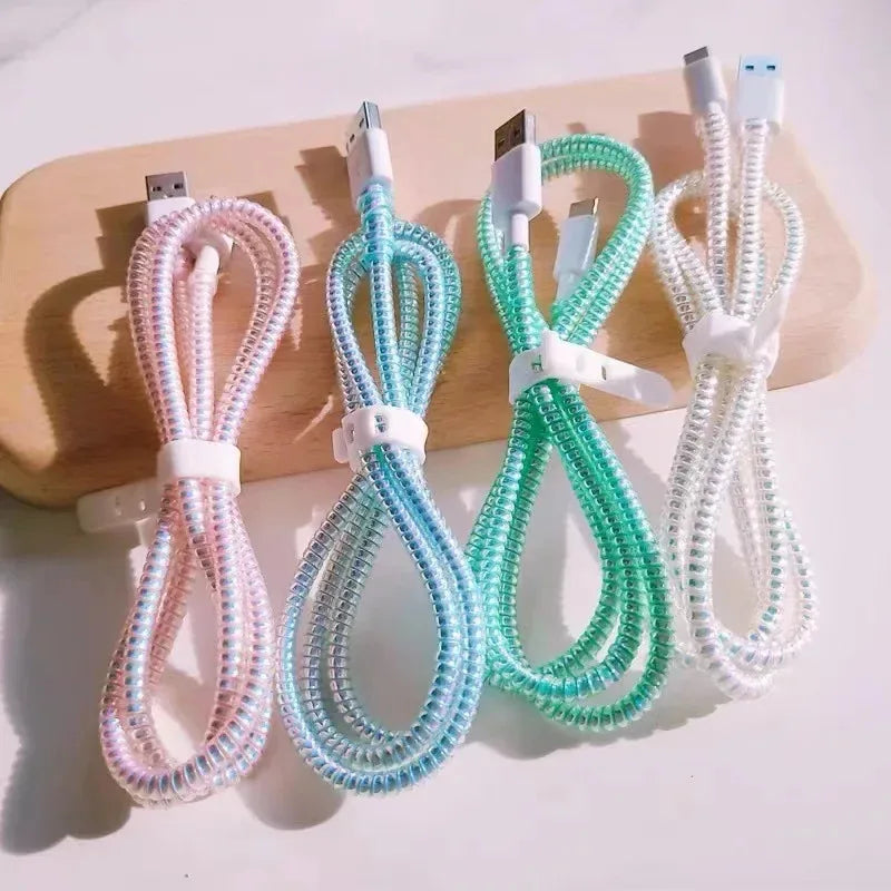 2/1Pcs New 1.6M Mermaid Telephone Data Protection Rope Color Advanced Environmental Protection Material Wrapped Cable Oasis Select