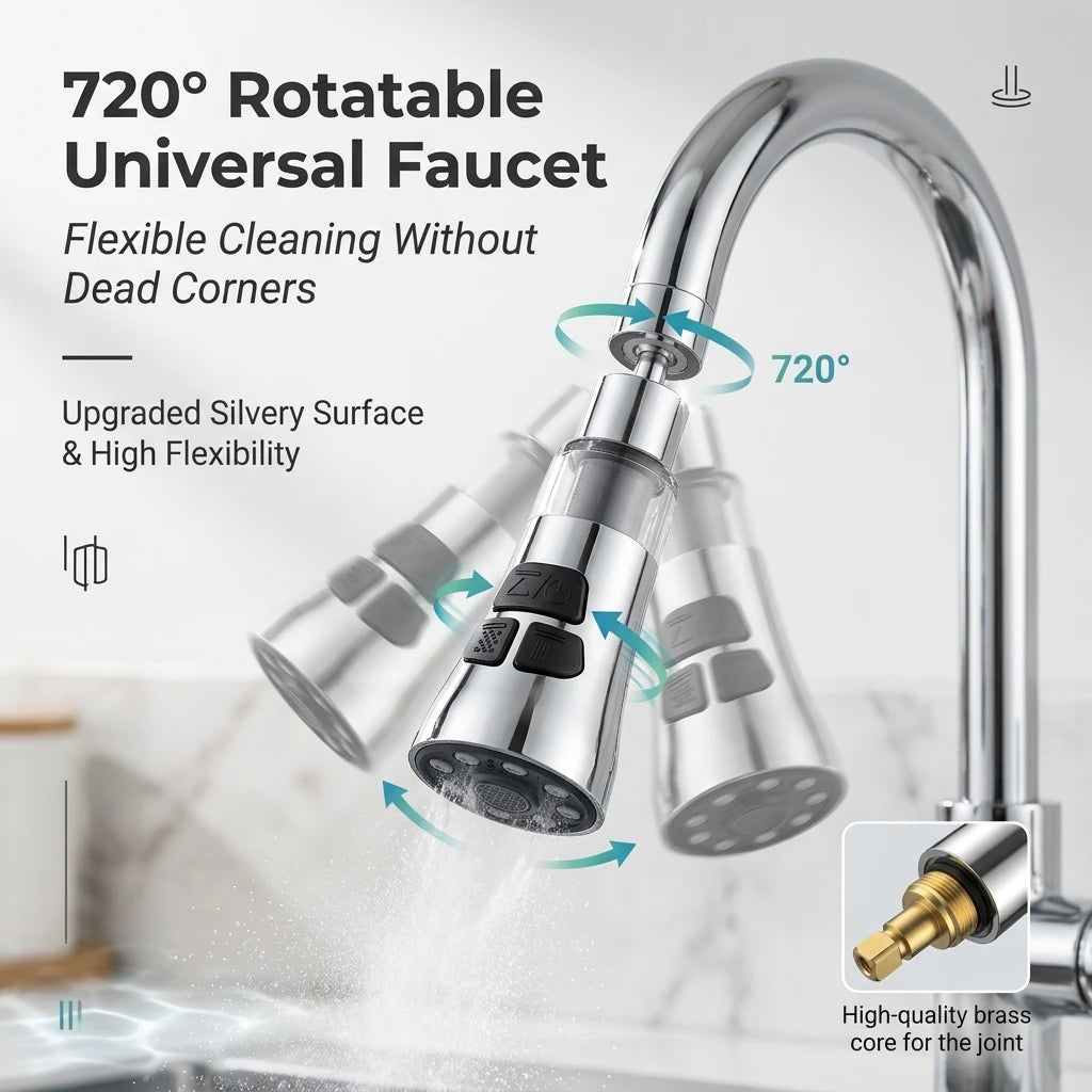 Kitchen Faucet Extender With Filter Function Universal 720° Rotate Aerator Splash Filter Washbasin Faucet Bubbler Nozzle Aerator Oasis Select