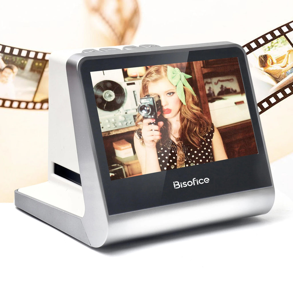 Bisofice Film and Slide Scanner 5'' LCD Screen for 135 Film/126KPK /110 Film/Super8/ Monochrome/Slide to Digital JPEG Photos Oasis Select