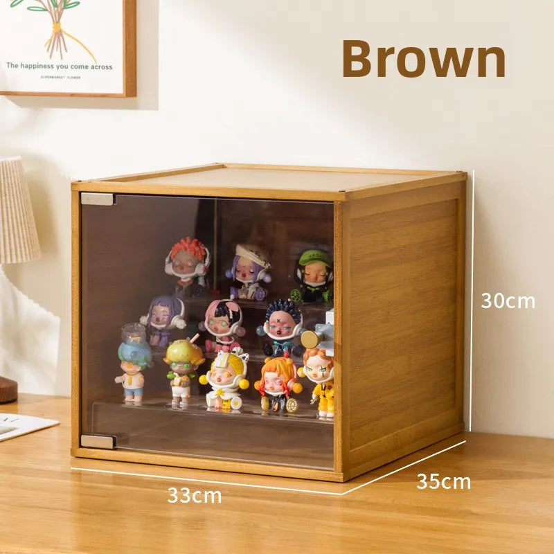 Figure Lego Display Cabinet Model Toy Gundam Shelf Imitation Acrylic Glass Transparent Display Box Oasis Select Brown 33cm
