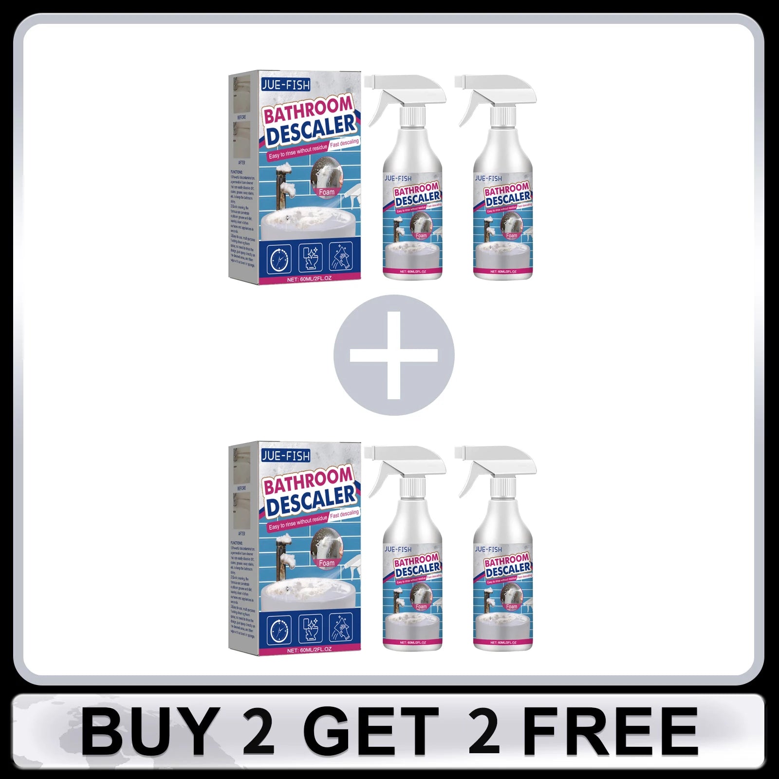 Stubborn Stains Cleaner Quickly Remove Bathroom Foam Cleaner Spray Descaling Cleaning Agent for Glass Wash Basin Stainless Steel Oasis Select Buy 2 Get 1 Free